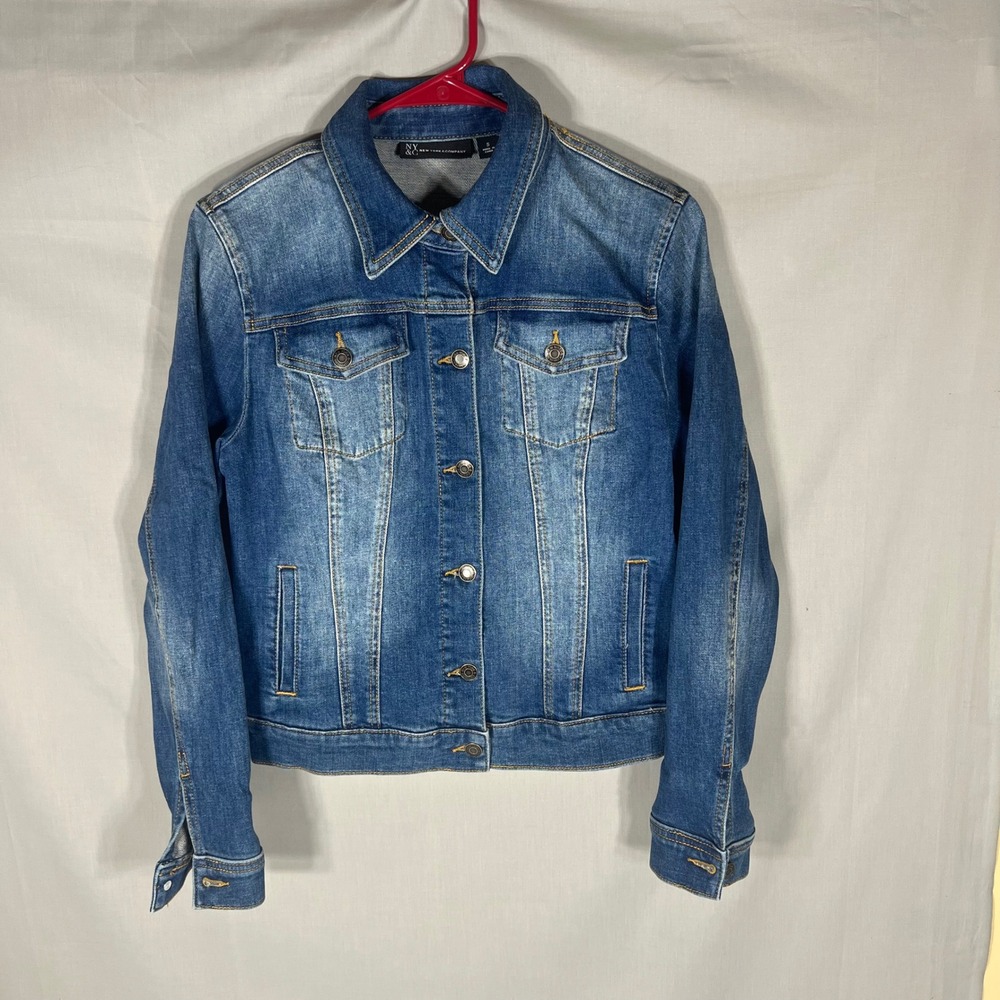 NY&C Denim Jacket Stretch Medium Wash Blue Womens Size S